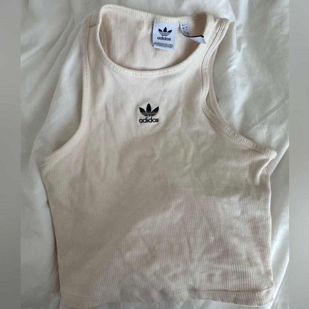 Adidas Essentials Rib Tank Top in Wonder White